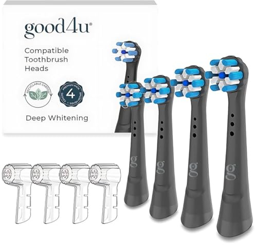 Good4u - Kompatible Ersatzbürsten für Oral B iO, 4er-Pack elektrische Bürstenköpfe mit hochpräzisen Etuis, für professionelle Zahnreinigung (schwarz)