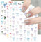 JMEOWIO 9 Sheets Pink Glitter Nail Art Stickers Decals Self-Adhesive Heart Bow Tie Nail Supplies Nail Art Design Decoration Accessories