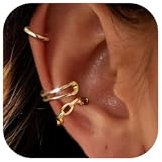 BVLAGIDA 3 Pièces Ear Cuff pour Femme Faux Piercing Oreille Réglables Boucle Oreille Sans Trou Manchette d'Oreille Non Piercing Helix Cartilage Manchette Oreille Femme Or Avec Boîte
