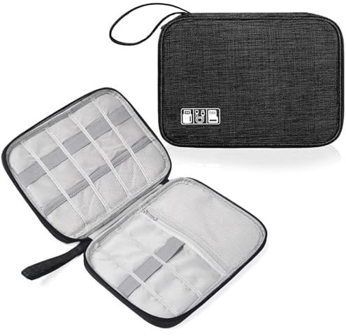 YHQZ 1 Pcs Universal Carry Travel Gadget Bag,Travel Cable OrganiserBag and Cables OrganiserBag,Electronics Accessories Organizer Bag for Chargers,Cables,USB Drive,SD Card,Power Bank,Disk(Black)
