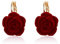 Vintage Rose Flower Hoop Earrings for Women Girls Gold Plated Hypoallergenic Red Velvet Camellia Floral Huggie Hoops Earring Elegant Wedding Holiday Valentine Jewelry Gifts