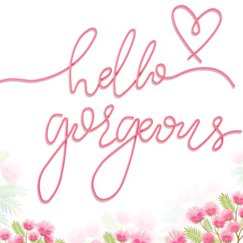 Hicarer Hello Gorgeous Metall-Wandkunst-Dekor, minimalistische Wanddekoration, Metall, Hello Gorgeous dekoratives Schild für Wohnzimmer, Büro, Schlafzimmer, Hotel, Zuhause, Wanddekoration (Rosa)