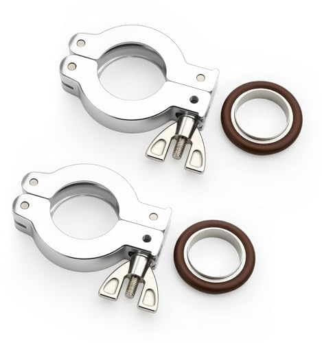 EASTVAC KF25 Vacuum Clamp+Stainless Steel 304 Centering Ring, 2 Pcs