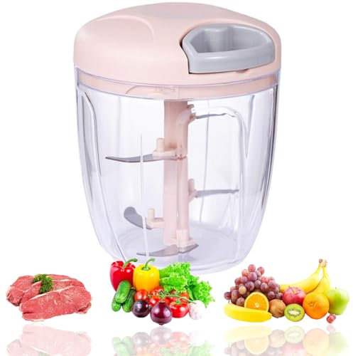 SNZ Trita Verdure, Tritatutto Manuale, Mixer Cucina, Taglia Verdure Manuale, Capacità : 900 ml, Frullatore Tritatutto Universale per Verdure, Frutta, Noci, Aglio, Alimenti per Bambini
