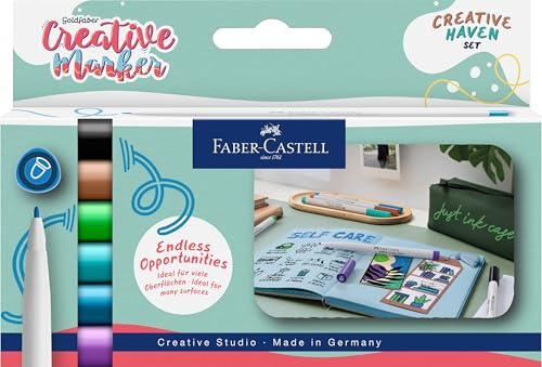 FABER-CASTELL - Goldfaber Creative Marker Set Creative Haven, 6 Farben | Wasserfeste Kreativmarker mit 1,5 mm Spitze für Handlettering und Illustrationen