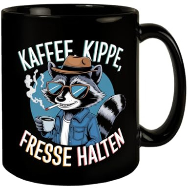 Kaffee, Kippe, Fresse Halten Tasse mit coolem Waschbär Lustiges Waschbär-Design für Büro und Zuhause