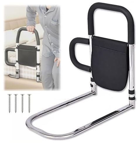 Bett Aufstehhilfe,Bett Aufstehhilfe Für Senioren,Mit 2 Armlehnen Und Aufbewahrungstasche,Verbesserter Edelstahl,Sicher Und Stabilgeeignet Für Schwangere,Ältere Menschen,Etc.