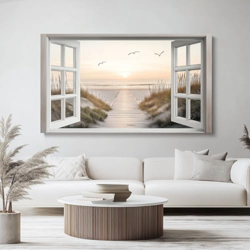 Leinwandbild Natur Strandlandschaft 1 Teilig, Licht Bild auf Leinwand Wanddeko, 120 x 50 cm (Ungerahmt) Kunstdrucke Wandbilder für Wohnzimmer Schlafzimmer Wohnung wand Hintergrund