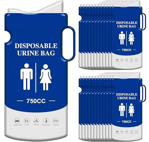 24 Stück Einweg Urinbeutel 750ml: Urinbeutel für Unterwegs mit Griff, Notfall Toilette Beutel, Notfalltoiletten fürs Auto, Tragbare Natursekt Beutel für Camping, Wandern, Reise, Auto Stau -Dunkelblau