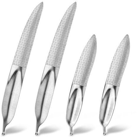 Qianyu 4 Pcs 4 Pcs Toenail File for Thick Toenails Stainless Steel Metal Nail File Double Sided Professional Toenail Files Heavy Duty Coarse Nail Files for Home Men Women Seniors Thick Natural Nails