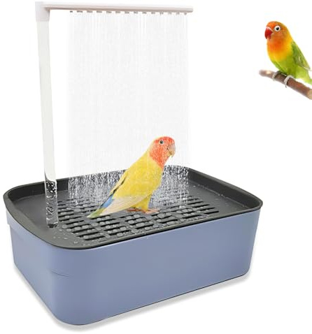 Afenau Vogeldusche Wellensittich, Wellensittich Dusche mit Großer Kapazität, Automatisch Wasserzyklus Vogel Dusche, Multifunktionaler Wellensittich Badewanne für Sittiche Wellensittiche