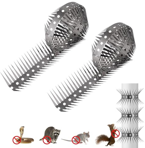 Beowanzk 2 PCS Bird Spikes Deterrent, Pigeon Spikes and Squirrel Baffle for Outdoor Protection, Anti-Climb Bird Spikes for Roof Fence Window to Repel Pigeons Cats Foxes and Other Intruders