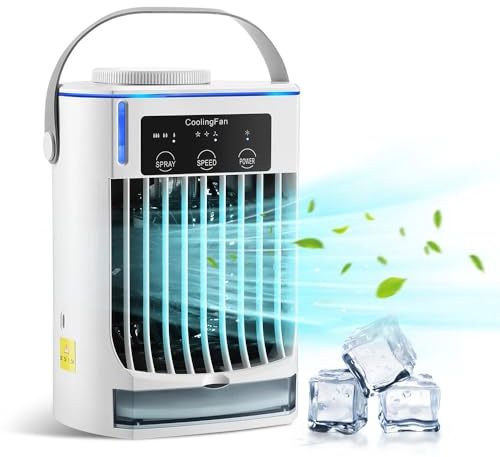Portable Air Cooler, 3-in-1 Mini Air Cooler With 3 Wind Speed & 500ml Water Tank, USB Powered Mist Spray Cooling Fan,Mini Air Conditioner Fan for Home, Office, Bedroom,Desk