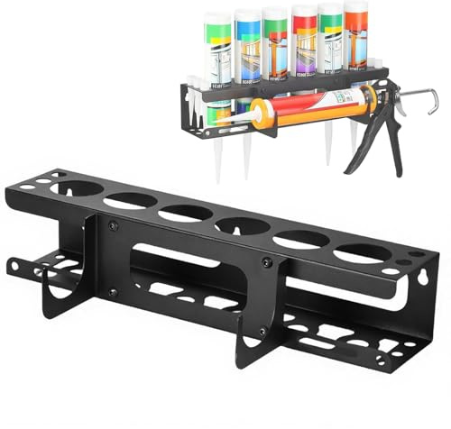 SNSYGN Silicone Holder Storage Van, Wall Mounted Silicone Tube Holder Van Racking Accessories Holds 6 Tubes Caulking Nozzle
