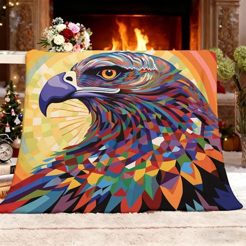 Kuscheldecke Flauschig Decke Fleecedecke XL 150x200cm Tier Adler Geometrie Sofadecke Wolldecke Warme Weiche Bunt Decken Überwurf für Sofa Couch Bett Raumdekoration