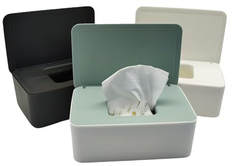 3 PCS Wet Wipes Dispenser Box Dustproof with Lid Wipes Dispenser Keeps Wipes Fresh Tissue Box Holder 3 Colors Wet Wipe Dispenser for Home Office Car