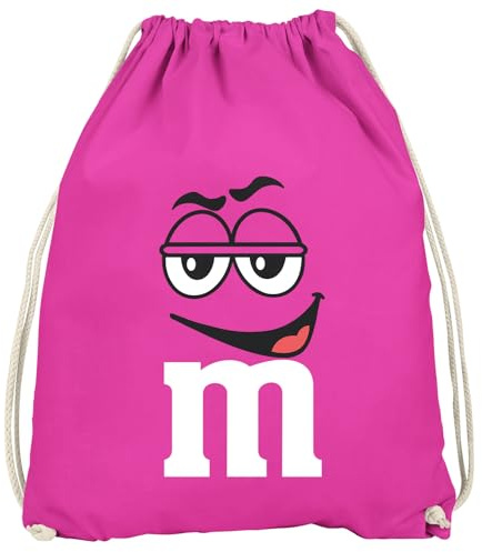 MoonWorks® Turnbeutel - M mit Gesicht - Accessoires Fasching Karneval Gadgets Spruch lustig Faschingsartikel Tasche Gymbag Fuchsia unisize