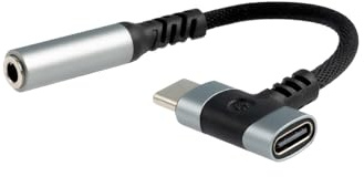 NANOCABLE 10.24.1207 - Audio-Adapter USB-C auf 3,5 Klinkenbuchse und USB-C Ladeanschluss (5V), 10 cm, schwarz