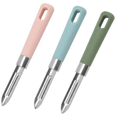 Fruit Vegetable Peeler 3Pcs Handheld Kitchen Tools for Home Daily Cooking Travel Use Green Pink Blue Portable Labor Saving Food Peeling Supplies, Vegetable Peeler, peelers for Kitchen