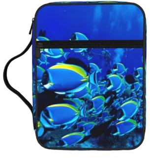 YQxwJL Bibeltasche mit blauen Fischen, Ozeanmuster, Federmäppchen mit Stiftschlitzen, wasserdichte Kosmetiktasche, langlebige Handytasche, Tragetasche, Handtasche