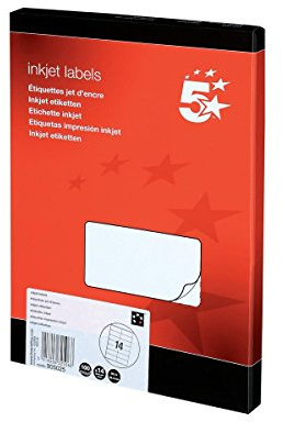 5 Star White Inkjet Labels 99.1X38.1 100 Sheets