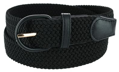 CTM Men's Elastic Braided Belt with Covered Buckle (Big & Tall Available), Medium, Black