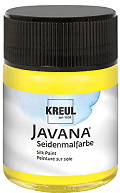 KREUL 8101 - Javana Seidenmalfarbe im 50 ml Glas, gelb, hochpigmentierte und brillante Farbe auf Wasserbasis, mit fließend flüssigem Charakter, dringt tief in die Fasern ein
