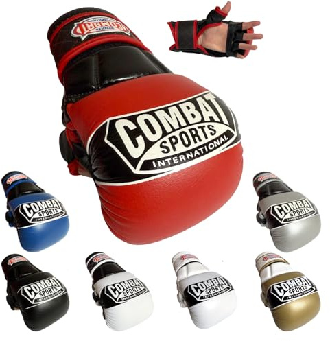 Combat Sports Max Strike Gants d'entraînement MMA, gants de boxe à paume ouverte pour MMA, Muay Thai, kickboxing, arts martiaux, mitaines rembourrées pour homme et femme, équipement MMA essentiel