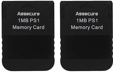 2 x Assecure black edition PS1 1MB Playstation 1 MB memory card PS2 compatibl...