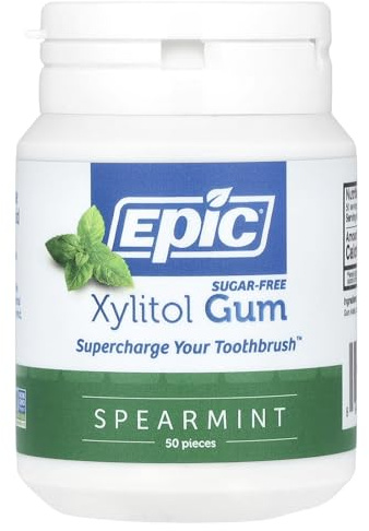 Pack of 1 x Epic Dental Spearmint Gum - Xylitol Sweetened - 50 Count