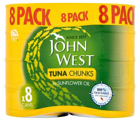 John West Tuna Chunks in Sunflower Oil - Pack of 8x200g