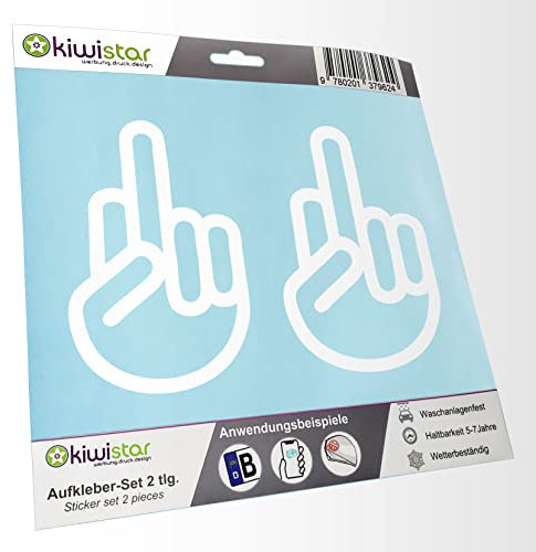 - 2X Kennzeichenaufkleber - Fick Dich - Fuck You - Mittelfinger - Autoaufkleber - Evolution Charles Darwin Aufkleber für Auto, Laptop, Fahrrad, LKW, Motorrad Mehrfarbig JDM Decal Racing