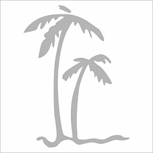 INDIGOS UG Aufkleber - Autoaufkleber - JDM - Die Cut - Palm Coconut Tree Beach Aloha Hawaii Decal Sticker - Silber - 88mmx119mm