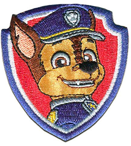 Aufnäher/Bügelbild - Paw Patrol 'Chase 2' - rot - 7x6cm - Patch Aufbügler Applikationen zum aufbügeln Applikation Patches Flicken