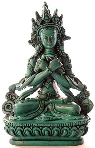BUDDHAFIGUREN Buddha-Statue Vajradhara/Dorje Chang Türkis Sitzend 15,5 cm