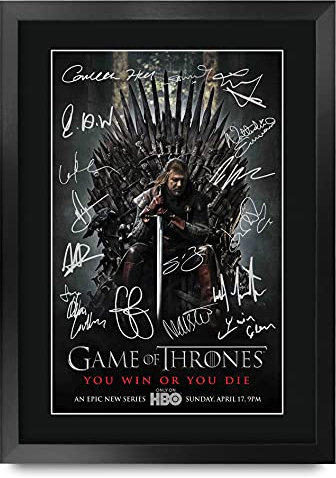HWC Trading Game of Thrones Los Regalos Imprimieron El Cartel Firmado Del Autógrafo Para Los Fans De Los Recuerdos De La Serie De Televisión - A3 Enmarcado