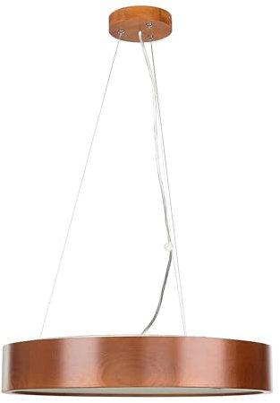 Licht-Erlebnisse Hängelampe Glas Holz Rustikal Wohnzimmer Esszimmer 47 cm rund E27 blendarm 3-flammig Modern gemütliche Pendelleuchte Esstisch ARBARO