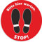 Fußbodenaufkleber Rot | Stop! Bitte Hier warten Aufkleber | Rund - 30 cm | Rutschhemmend und Trittsicher | wasserfester Bodenaufkleber | Warnhinweis Corona Sicherheitsabstand (Rot)