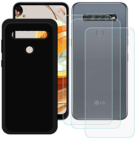 TTJ Schwarz Hülle für LG K41S + [3 Stück] HD Panzerglas, Handyhülle Silikon Schutzhülle Cover TPU Case Handytasche - Panzerglasfolie Schutzfolie für LG K41S (6,5)