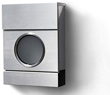 Radius Design Briefkasten Letterman MB mit Bullauge & Zeitungsfach - Wandbriefkasten aus Stahl - großer DIN-C4 Einwurf - 10 Jahre Funktions- & Korrosionsgarantie - 2 Schlüssel (Edelstahl)