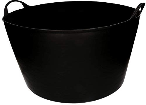 KOTARBAU® Elastischer Gummitrog 55L Schwarz mit Tragegriffen Universal Flexibler Gartenkorb