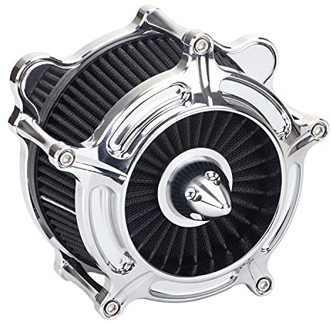 XMMT Filtro di aspirazione per filtro aria a turbina in alluminio cromato per Harley Touring Electra Road Street Glide 2008-2016, Softail 2016-2017, Dyna 2013-2015