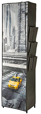 ONVAYA® Schuhschrank aus Stoff | Schwarzes Schuhregal mit Motiv New York | Stoffschuhschrank für bis zu 12 Paar Schuhe (schwarz - New York)