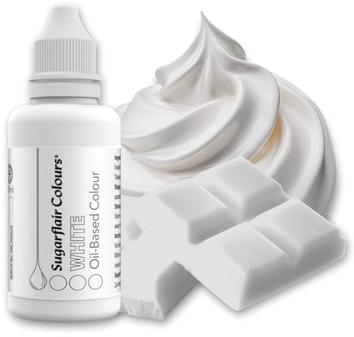 Sugarflair Pastell Mixer Lebensmittelfarbe auf Ölbasis White - Lebensmittel Farbe für Schokolade, Buttercreme, Zuckerpaste und alle fettlöslichen Lebensmittelzutaten - 30 ml