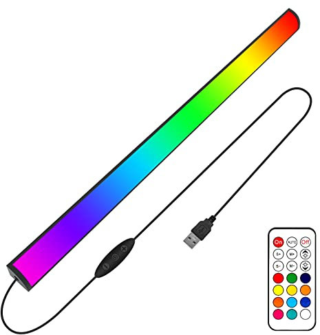 Ferswe RGBIC Under Monitor Light Bar, Dream Color Gaming Light Bar with Remote Control, USB Port, Dimmable and Speed Adjustable, Color Changing Desk Light Bar for PC, Gaming and Desk, A - Multicolor