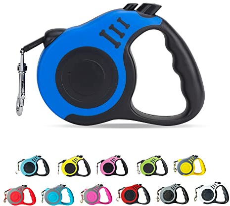 LIEVUIKEN Retractable Dog Leash Automatic Telescopic Tractor Dog Tape, Pet Tape 10/16 FT Durable and Convenient, with Non-Slip Handle, Suitable for Small and Medium-Sized Dogs Blue