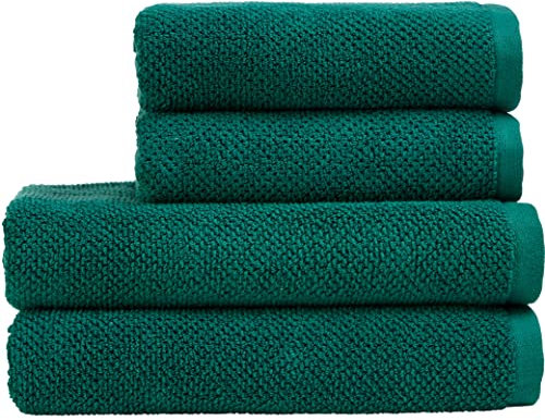 Christy Brixton 4 Piece Towel Set | Emerald Green | 100% Cotton | Ultra Soft | Super Absorbent | 600GSM | 2 Bath Towels 2 Hand Towels