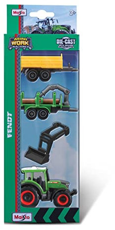 Maisto - 1/72 Fresh Metal Bauernhof – 1 Traktor Fendt/Massey Fergusson + 1 Zubehör + 2 Anhänger – Neuheit 2022 – Miniaturauto für Kinder – Reproduktion im Maßstab