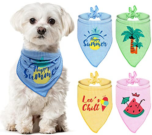 POPETPOP Kühlhalsband für Hunde- Bandana Kühlend für Hund, 4 Stücke Leicht Niedlich Abkühlung Kopftücher Sommer Pet Instant Cooling Schal