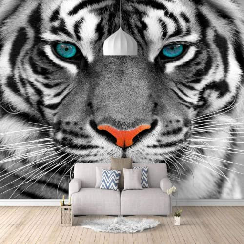 Papier Peint 3D Intissé Tigre Noir Et Blanc Papier Peint Panoramique 3D Moderne Décoration Murale